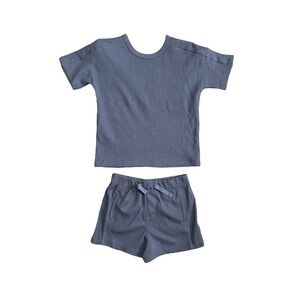 NWT Member's Mark Boy's 2 Piece Tee And Short Playwear Set Indigo Waffle 3T